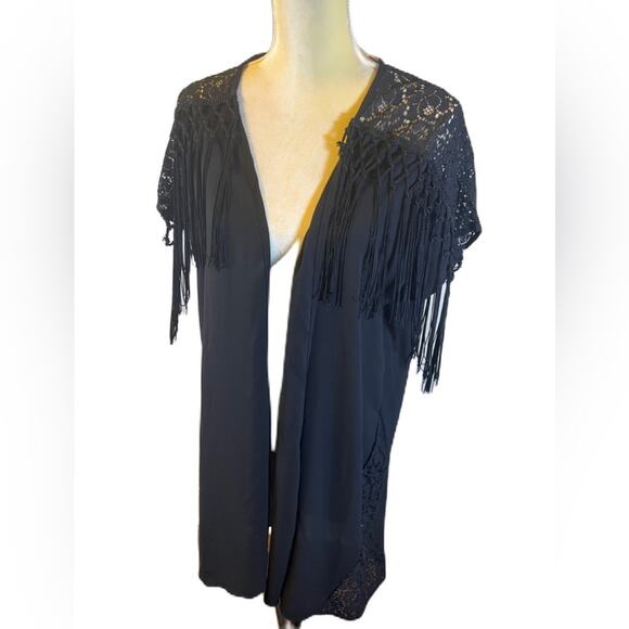 Kate & Mallory Black Lace Sheer Cardigan Size S - Picture 2 of 5